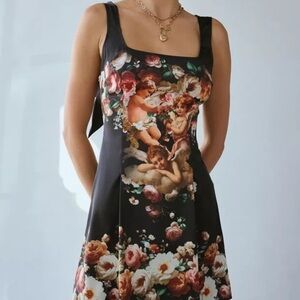 UO Bri Double Bow Sleek Satin Mini Dress